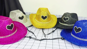 Popular Glittering Large Brims Hat Sparkling Panama Caps for Disco Dancing and Evening Event Stage Performances