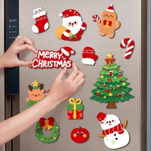 12PCS Christmas Fridge Magnets Santa Snowman Christmas Tree Holiday Refrigerator Stickers Home Decor