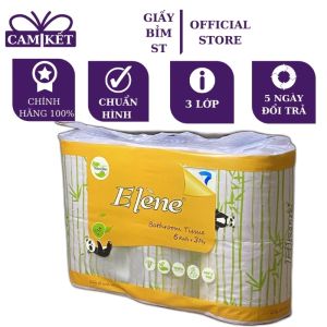 Giấy vệ sinh Elene tre gấu trúc 3 lớp 6 cuộn chính hãng cao cấp cho quán ăn nhà hàng