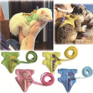 SKJK Short Plush Ferret Lead Rope Adjustable Vest Type Walking Mice Cute Bell Pet Rope Pet Walking