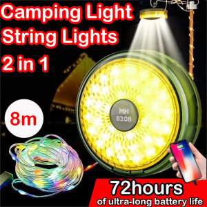 Multifunctional LED storage lampu camping light rechargeable 8 M led strip light string lampu pasar malam outdoor light