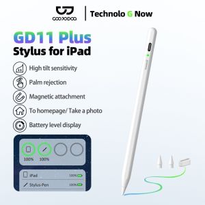 GOOJODOQ GD11 Plus Stylus Pen Bluetooth Pen Palm Rejection with Power Display For Pro 11 12.9 Air 5 Air 4 10.9 7th 8th 9th 10.2