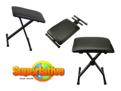 Keyboard Bench Music Piano Bench Electronic Keyboard Stool For Children And Adults Foldable For Easy Storage Height Adjustable Black Color SUPERLATIVE STANDS(SG)