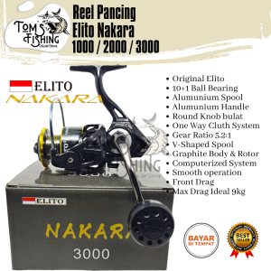 Reel Pancing ELITO NAKARA 1000 / 2000 / 3000 (10+1 Bearing) Spool Alumunium Murah - Toms Fishing