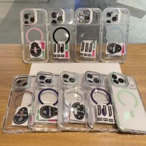 เคสศัพท์พร้อมขาตั้งกล้องและชาร์จไร้สายสำหรับ iPhone 17 16 15 14 13 Pro เคสศัพท์กระจกกล้องหรูหราสำหรับ iPhone 17 pro max