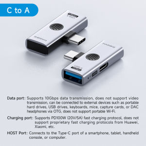 Hagibis USB C Adapter 1 in 2 Out Splitter With 10Gbps Data Transfer PD100W Charging Port USB C To Headphone OTG Converter For Phone/Laptop/Tablet/Switch