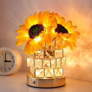 Sunflower LED touch light USB rechargeable cordless desk lamp 3-color infinite dimming night light bedroom decoration night light Valentines Day Mothers Day birthday gift for childrens mothers