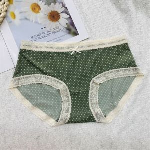 New Japanese girls nude sense of floral polka dot ice silk graphene mask panties for women新款日系少女碎花圆点冰丝速干石墨烯裤内裤女士