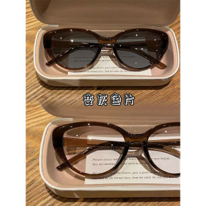 3 In 1แว่นตาสายตาสั้นแมวตาแมวแว่นตาเปลี่ยนสีสำหรับแว่นคอมพิวเตอร์ป้องกันแสงสีฟ้าย้อนยุคสำหรับผู้หญิงที่มีพลังงาน-4.0 -3.5 -3.0 -2.5 -2.0 -1.5 -1.0