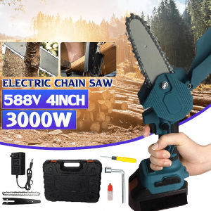 SANTINO 4 inch mini chainsaw cordless chainsaw rechargeable portable electric chain saw cordless saw wood cutting tool rechargeable feller Gergaji Elektrik for garden saw garden pruning saw woodworking