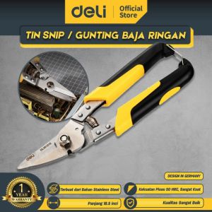 Deli Gunting Holo Baja Ringan / Gunting Seng 8.5" Baja Karbon DL351215