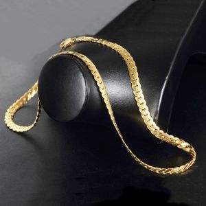 Dây chuyền titan nữ mắt xích dẹp 4 mm không đen gỉ mạ vàng