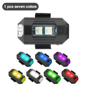 【High Quality+ In Stock】1PCS Rechargeable Strobe Lights Motorcycle Retrofit Drone LED Flash LED Position Wireless Lights for RC Fixed Wing Aircraft Aircraft Helicopter DIY Parts USB Charging Cable