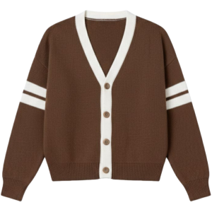 เสื้อกันหนาวไหมพรมแขนยาว แบบติดกระดุมทรงคอวี แขนแต่งเส้น เก๋ๆ ชิคๆ ผ้านุ่มนิ่ม ใส่สบายมาก งานยอดฮิต