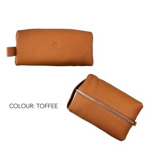 Anaya - Luxury Calf Leather Set - full-grain toiletry pouch travel
