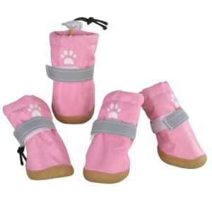 NBANLIKE 4pcs/set Chống trượt Giày cho chó cưng Phản quang Không thấm nước Giày đi mưa cho thú cưng Đáng yêu Chống mài mòn Bốt cho cún con Ngoài trời
