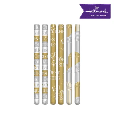 Hallmark Wedding Gift Wrappers (Set E - Gold White Silver) 50cm x 71cm - 6pcs.