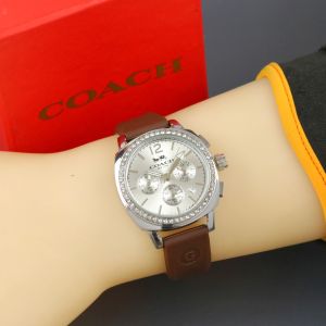 Box Exclusive Jam Tangan Caoch Permata VA-856SUR / Jam Tangan Fashion Wanita Tali Rubber Diamete 35cm