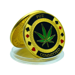 【discount store】Golden The POT COMMITTED Casino Poker Card Guard Cover Protector