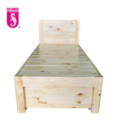 SEA HORSE KD07Z-2D-T Model Wooden Bed Pinewood Bed Frame with 2 Drawers! Pre-Order!About 15~20 Days to Deliver!