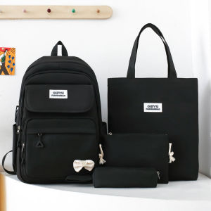 AE Fresh and simple multi-purpose four-piece school bag set for fifth and sixth grade girls solid color campus backpack with high aesthetic value and large capacity