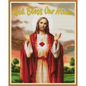 God bless my house Stamped Cross Stitch Complete Set Four 11CT 14CT DIY Handmade Embroider Needlework DMC Complete Kits Pattern Pre-Printed On the Cloth Home Room Decor