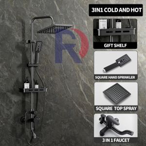 Shower Set Bathroom 304 Stainless Steel Bathroom 4 in 1 Shower Set with Rainfall Shower Head Hot And Cold Rain Shower with Spray Gun