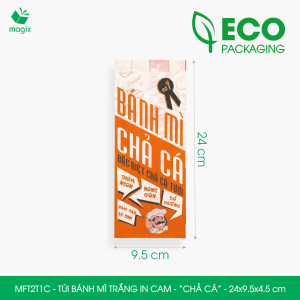 MFT2T1C - 24x9.5x4.5 cm - 100 túi giấy đựng bánh mì chả cá túi đựng thức ăn mang đi túi take away