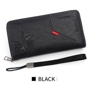 Menbense 2023-15 Dompet Uang Panjang Resleting Tali Pendek Bahan PU Tebal Keren Muat HP Besar