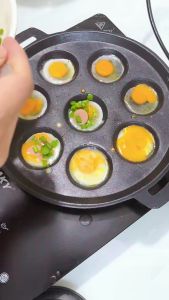 Khuôn Bánh Khọt 8 Lỗ Nam Thành Có Nắp Đậy Cao Cấp - Khuôn Nhôm Đúc Tráng Men Chống Dính Hiệu Quả