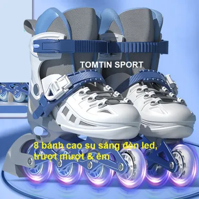 Giày patin trẻ em và thiếu niên Sway bánh cao su sáng led tặng kèm bảo hộ chân tay quà tặng sinh nhật TOMTIN SPORT