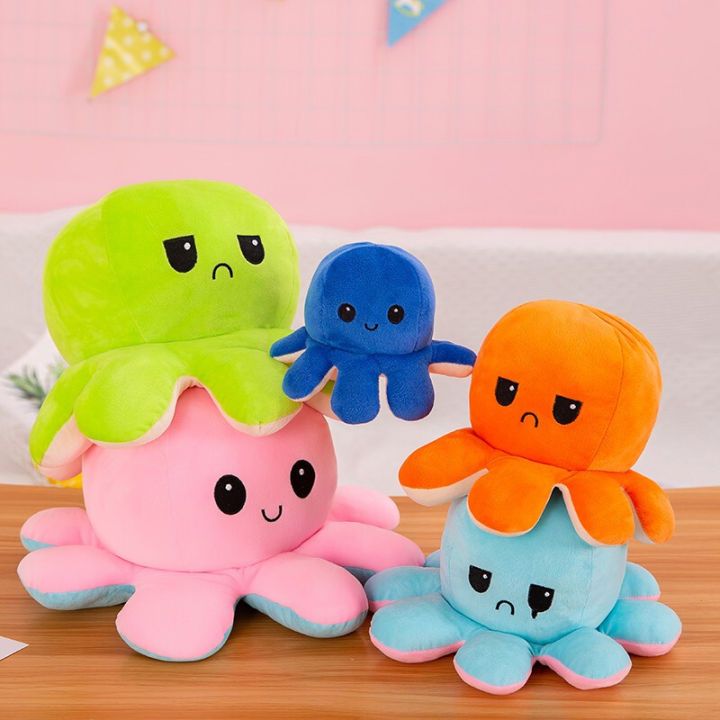 Double-sided Flip Plush Octopus Toy Reversible Flip Octopus Doll ...