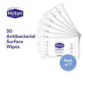 MILTON Antibacterial Alcohol Surface Wipes (30 Wipes) - Pack of 7