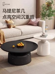 Cream style solid wood coffee table living room small household simple modern internet black coffee table 2023 new round coffee table supplementary order needed