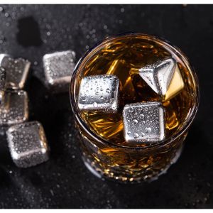 Dudumart 8pcs Stainless Steel Reusable Ice Cubes Frozen Food Grade Metal Scotch Stones Whisky Rocks Wine Bar