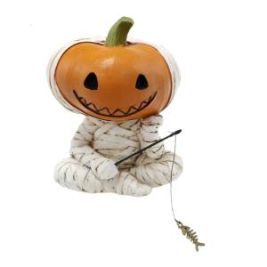 Unique Halloweens Resin Sculpture Realistic Bandaged Mummy Pumpkin Figure Fishing Scene Home Party Decoration
