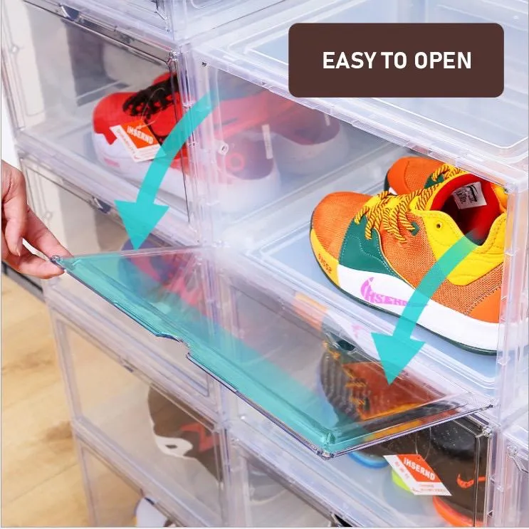 1 Premium Thick Transparent Acrylic Shoe Box with Magnetic Door, Shoe and Figure Display Case, AJ Dustproof Storage Box, Side-Opening Sneaker Cabinet