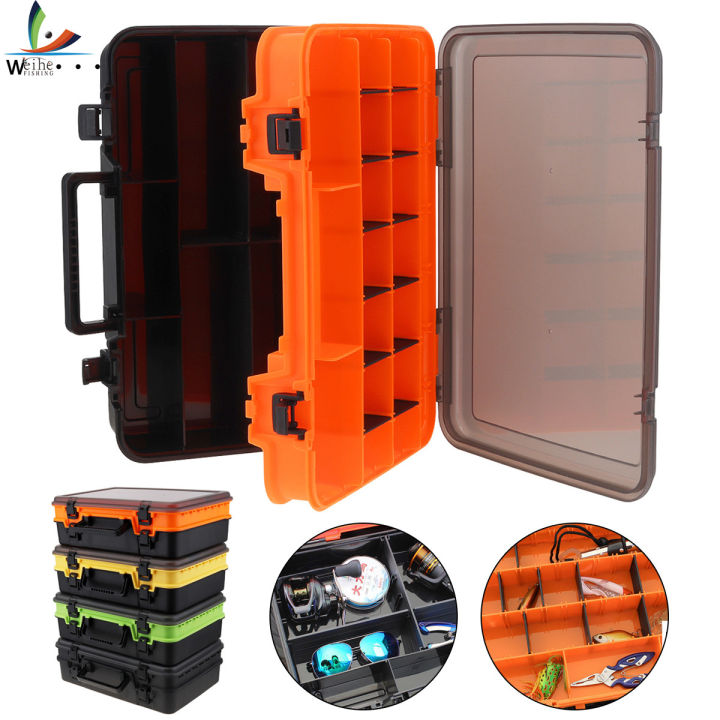 Weihe Multifunction Double Sided Thicken Large Fishing Tackle Boxes  Portable Fishing Accessories Organizer Fishing Reel Line Lure Tool Storage  Box Case