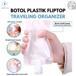 FLIP - Travel Pouch Plastik Portable Tempat Lotion dan Shower Gel Uk 100ml