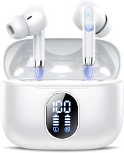 Wireless Earbuds 2025 New Bluetooth 5.4 Headphones HiFi Stereo with 4 ENC Mic 40HEar Buds In-Ear Noise Cancelling Earbuds with LED Screen Ultra Light USB-C Bluetooth Earphones for Android iOS