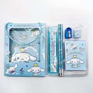 6Pcs/Set Sanrio Stationery Set Kawaii Hellokitty Melody Kuromi Cinnamoroll Childrens School Supplies Pencil Eraser Ruler Christmas Gifts