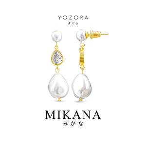 Mikana Yozora Gold Plated Faux Pearl Dangling Earrings for Women bridal wedding party earings gift