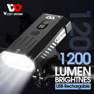 WEST BIKING 1200 Lumen Bicycle Light USB Rechargeable Bike Headlight LED Flashlight Waterproof Aluminum Shell Cycling Front Light Bike Accessories