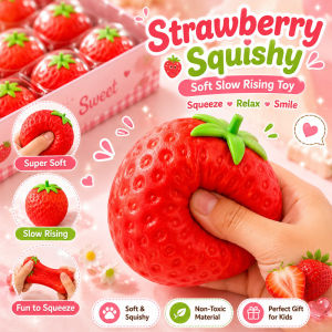 Strawberry Squishy Simulation Soft Pinch Stress Ball Fidget Slow Rising Squishy Toys for Kids Girls