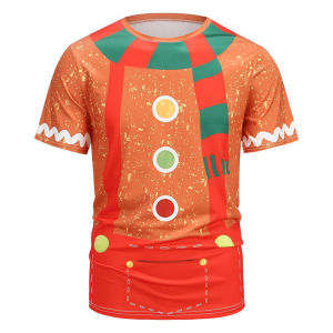 Funny Gingerbread Cosplay T-shirt Mens Clothing Festival Fashion Casual T Shirts 3D Print Pattern Design Street Personality Tee