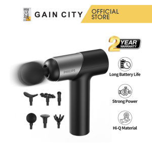 PHILIPS MASSAGE GUN | 6-HEAD FASCIA | MUSCLE PERCUSSION DEEP TISSUES | LIGHTWEIGHT | 2 HOURS UNINTERRUPTED MASSAGE