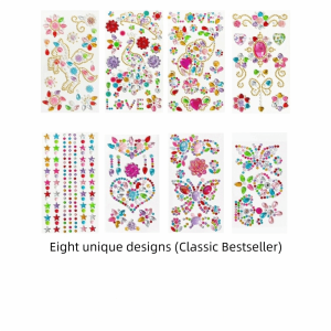 SLIGHTDELVE 3D Rhinestone Rhinestone Stickers Various Patterns Mix-And-Match Crystal Crafts Stickers Love Little Princess Colorful Acrylic Diamond Stickers DIY Face Decoration