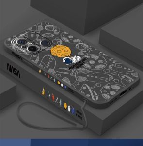 Redmi 12C Poco C55 Soft Case Nasa Square Suede Microfiber Free Tali lanyard Silikon Casing Handphone