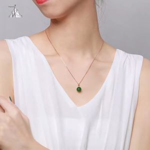 Montagne Jewelry 18k Gold Natural Green Jade Fashion Jewellery Simple Style Elegant Pendant Necklace