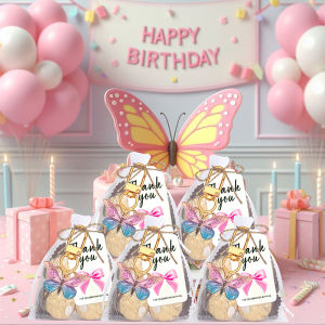 Ginca 10 Sets Butterfly Party Favors Keychain With Thank You Kraft Tags For Girls Theme Birthday Party Baby Shower Goodie Bag